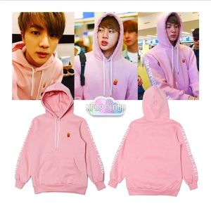 ORIGINAL BTS Jin Romantic Crown Pink French Fry Hoodie